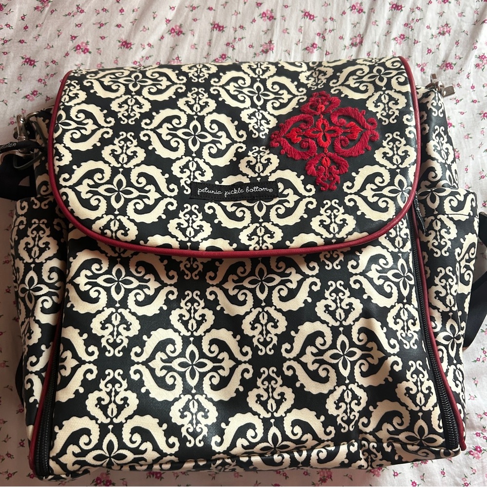 Petunia Pickle Bottom red and white royal diper bag/backpack
